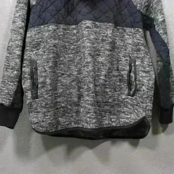 ABERCROMBIE Sweatshirt Fleece Quilted Gray Pullover Jacket Snap Neck Women Large - Picture 4 of 10